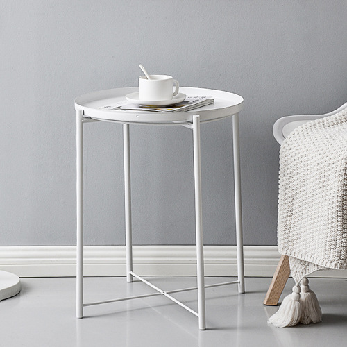 Nordic small tea table simple tray table metal coffee table iron tea table sofa bedside small round table mini corner edge
