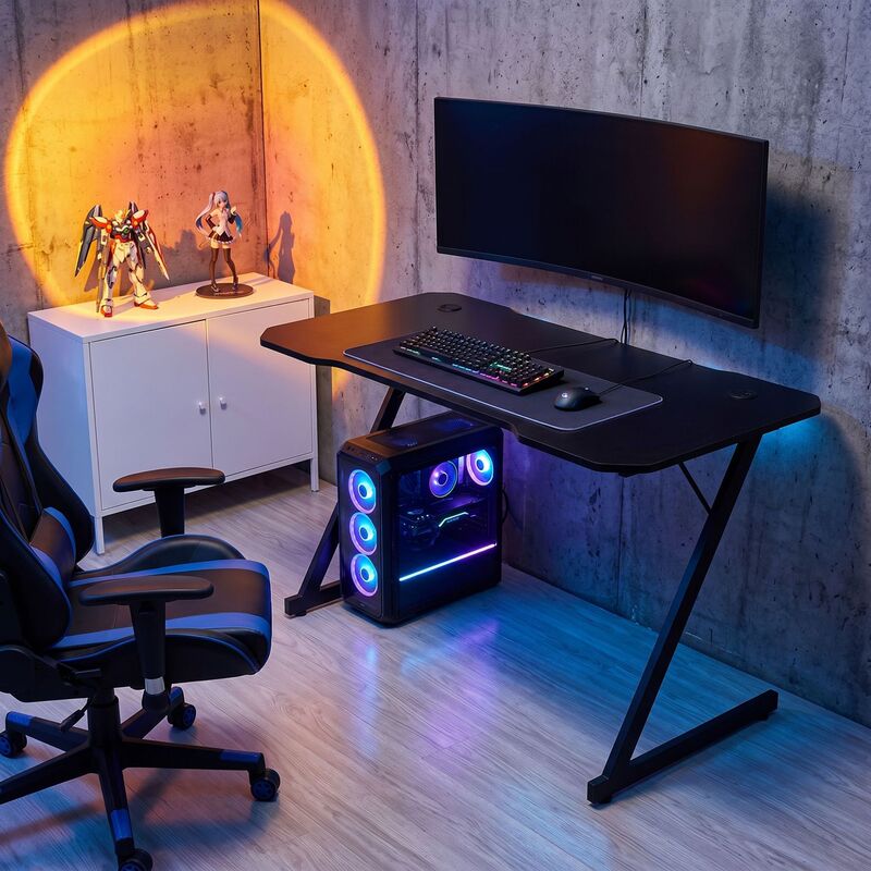 Customized Led Atmosphere Light Gaming Table Desktop Computer Table Bedroom Computer Table Future Technology Style Gaming Gaming Table