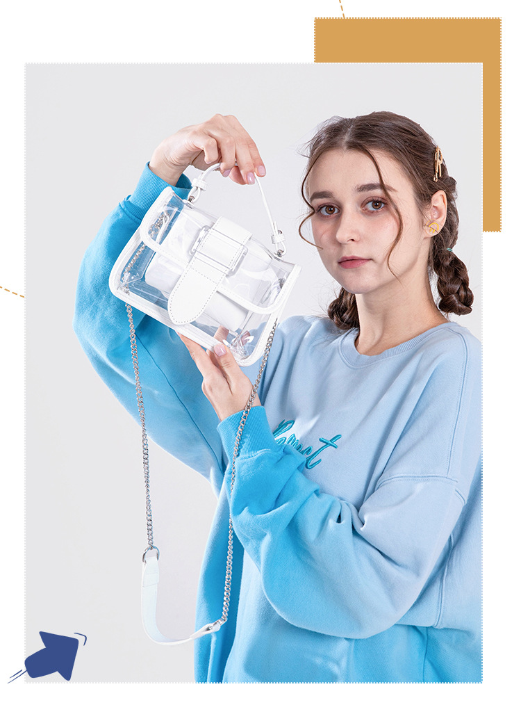 Flip Cover Closure Type Single Shoulder Strap Strap Type Jelly Bag Bags Type Women's Small Pvc Solid Color Fashion Square Flip Cover Jelly Bag