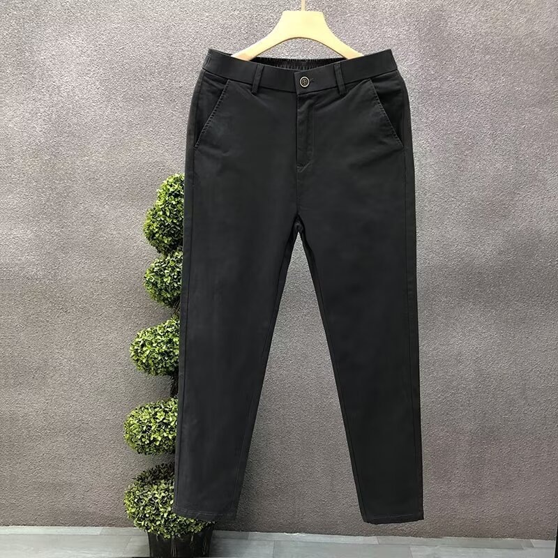 メンズ夏のシンプルカジュアルパンツ、薄手の綿の小さなストレートパンツ、メンズビジネス9点パンツ、新しいスタイルのズボン|undefined