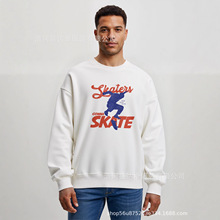 跨境男款滑板者印花卫衣欧美街头风宽松圆领大码上衣潮牌男装批发