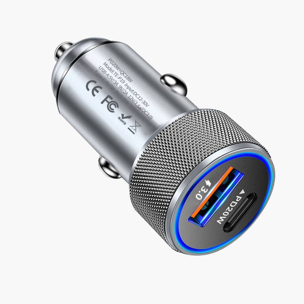 38wqc+pd metal car charger [silver]