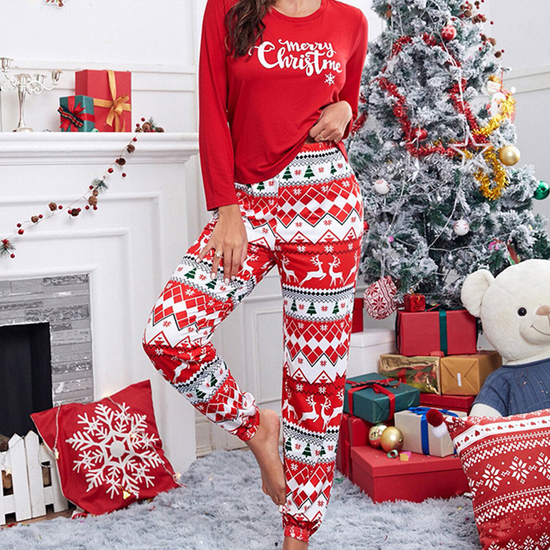 Christmas Home Wear Women's Pajama Set Long-Sleeved Cartoon Casual European and American Fashion Cross-Border Camouflage Print Home Wear