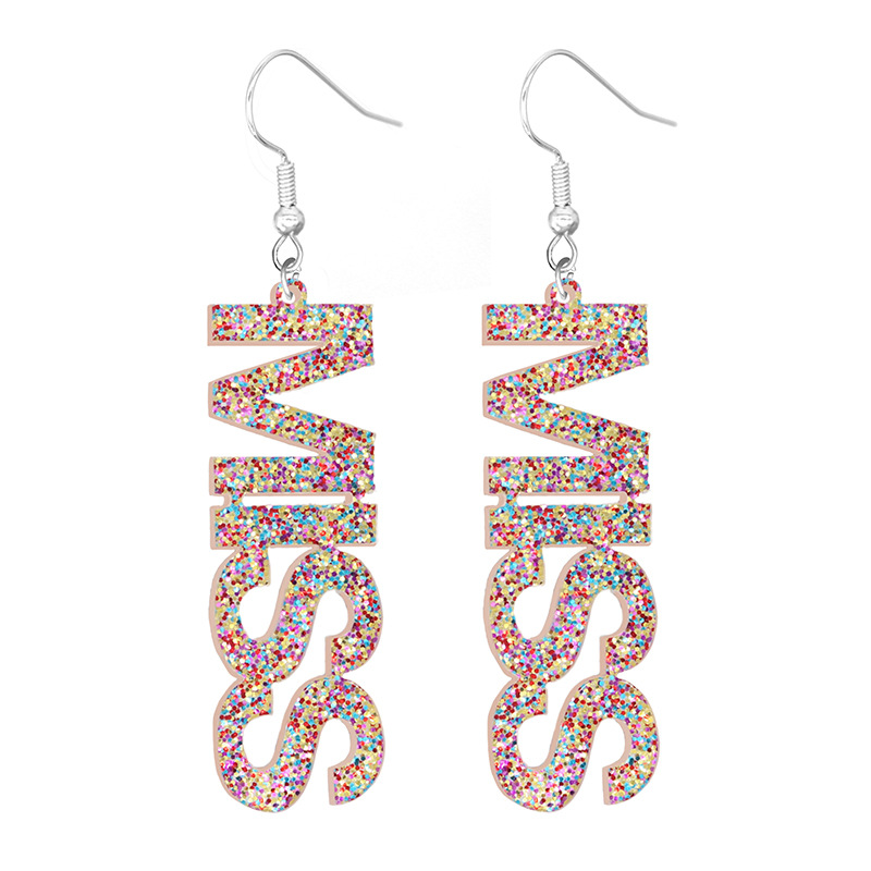 Fashion Letter Arylic Sequins Womenu0027S Drop Earrings 1 Pair