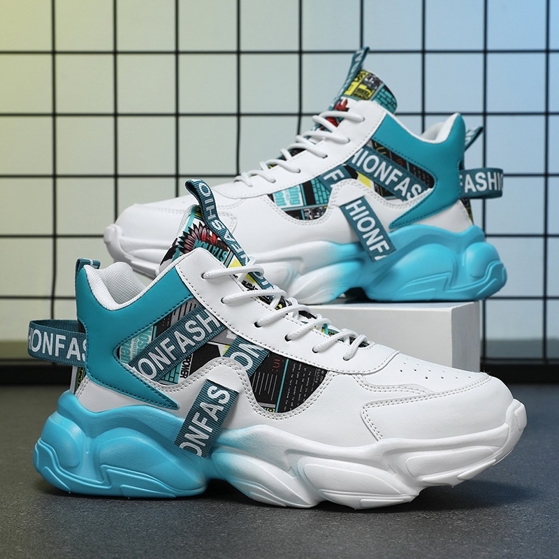 Spring Men's Shoes New breathable high-top shoes men's fashionable all-match hidden height sneaker casual daddy fashion shoes