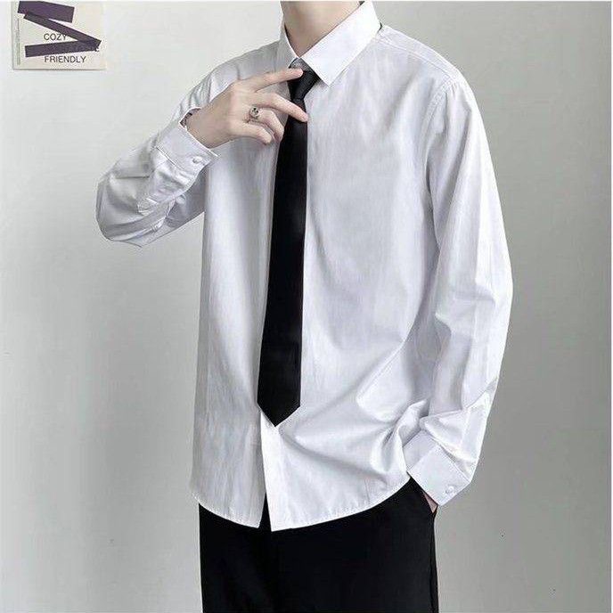 Whitelong sleeves high quality cool silk cotton shirt
