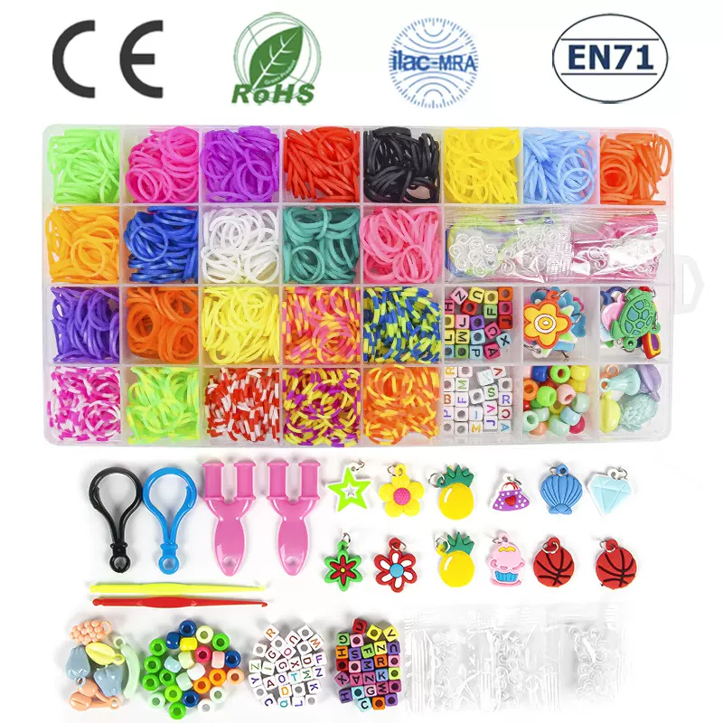 23色彩虹橡皮筋套装儿童益智diy手工跨境玩具彩虹织机手链材料