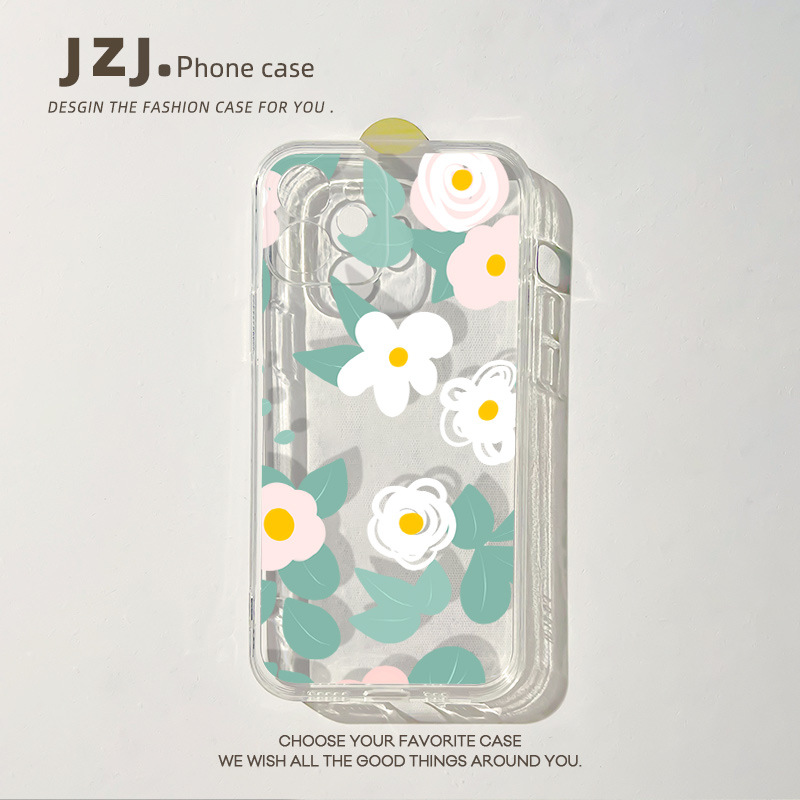 Applicable Apple 14 Mobile phone shell iphone12promax personality ins Small flowers 11 silica gel 13pro smart cover