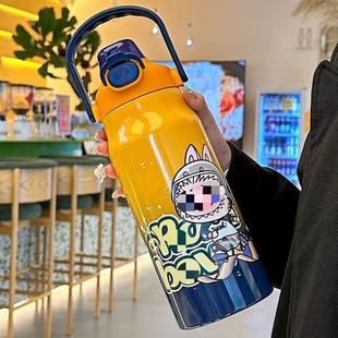 Cross-border New Gradient 3D Cartoon Insulation Cute Straw Cup Student High-value Large-capacity Sports Portable Pot