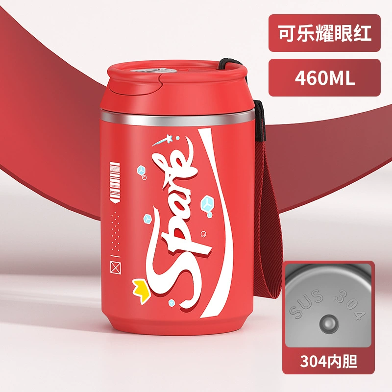 Кофейная кружка из нержавеющей стали 304 с веревкой для подвеса, креативная модная кружка «Кока‑кола», бытовая автомобильная кружка для питья, подарок