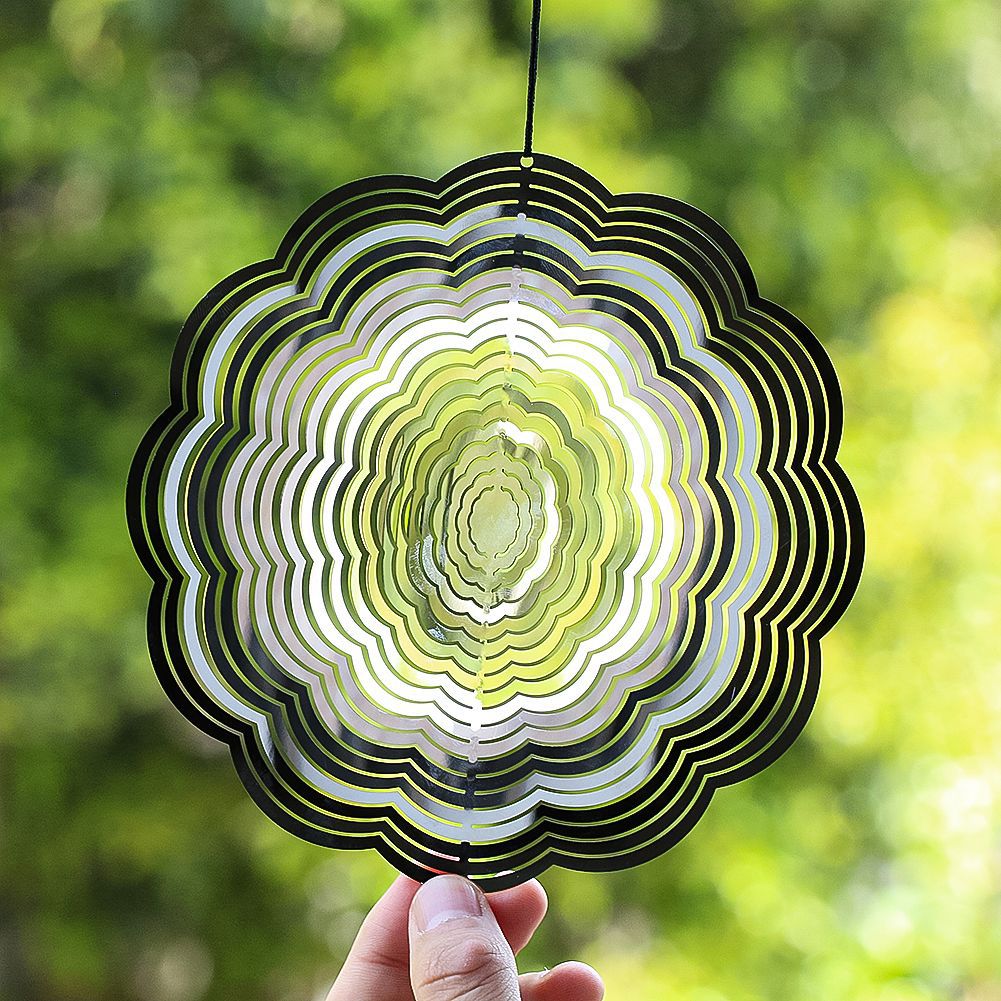 Roterende mandala vindspil i rustfrit stål til haven_voghion.com