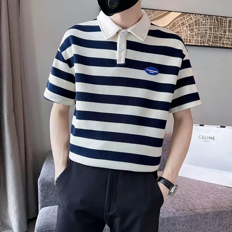 Camisa polo de manga corta con solapa Camiseta de verano de marca de moda para hombres Versión coreana de la tendencia delgada 2024 nueva camiseta de todo fósforo