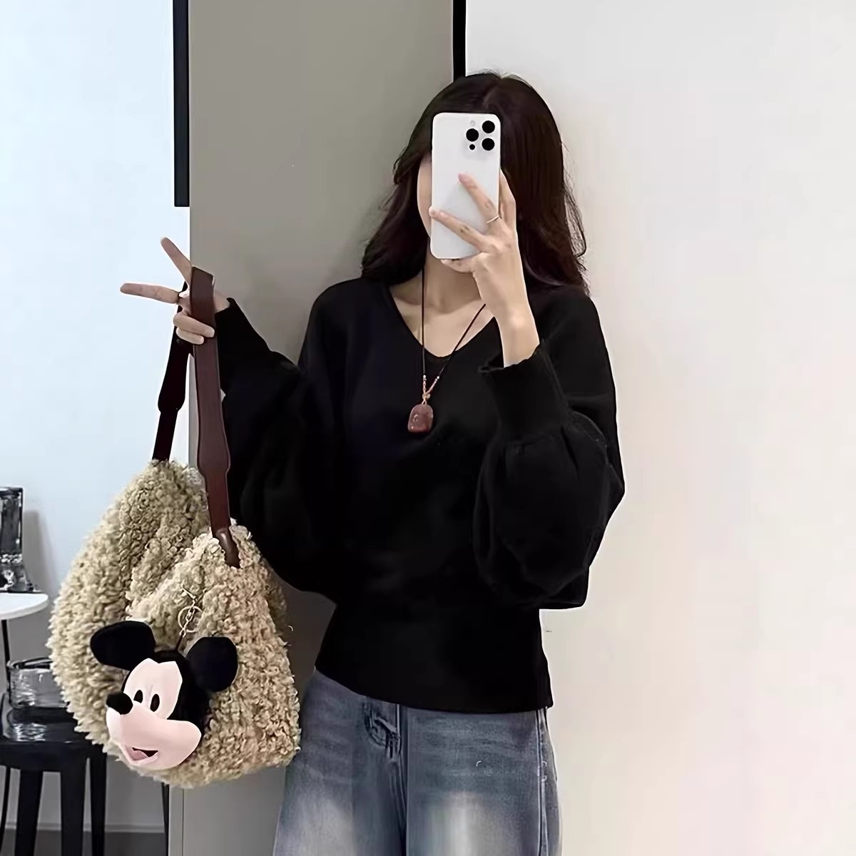 여성 브이넥 허리끈 가오리핏 긴팔 니트 봄 가을 데일리룩