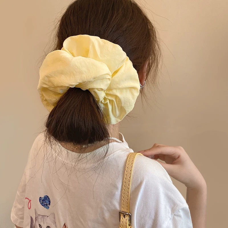 Primavera y verano, esbeltas nubes de color crema francesa de alta calidad, lazo para el cabello grande, cola de caballo, lazo de intestino grueso, tocado, flor para la cabeza