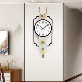 时钟挂墙家用新中式钟表客厅网红挂钟创意个性大气轻奢时尚石英钟