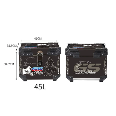 Motorcycle trunk 45L large capacity waterproof and - 45lalloy-lockstickerphantom-knight-black