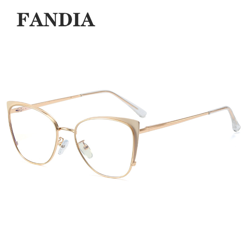 95797 metal primavera pierna marco gafas Marco europeo y americano anti-azul luz gafas ins moda marco completo gafas para las mujeres