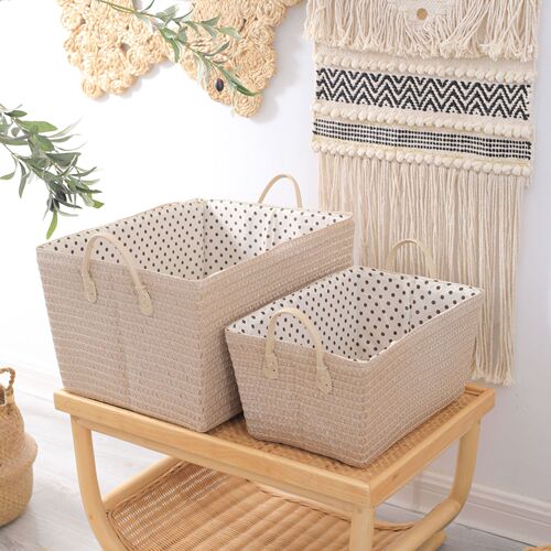 Minimalist Japanese-style large clothing folding woven storage basket snack miscellaneous toys washable snack storage organization