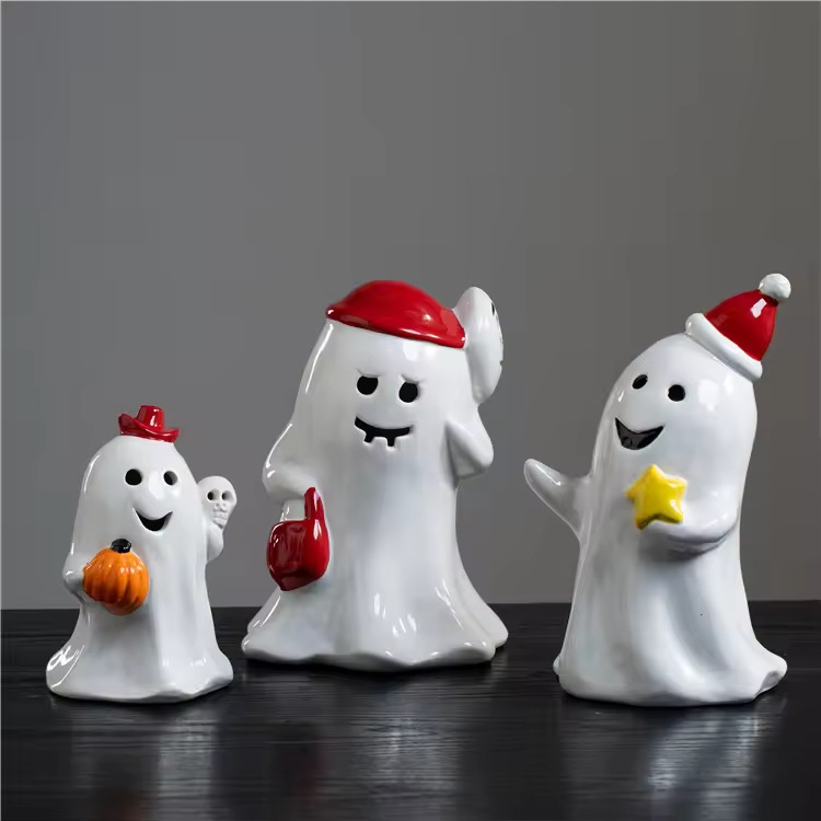 Halloween creativo fantasma de cerámica de cerámica regalo de fiestas decoración fantasma de taza de cerámica de banana decoración del hogar