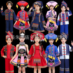 March 3 Guangxi Zhuang ethnic clothing children minority female kindergarten performance costumes Miao ethnic dance attire