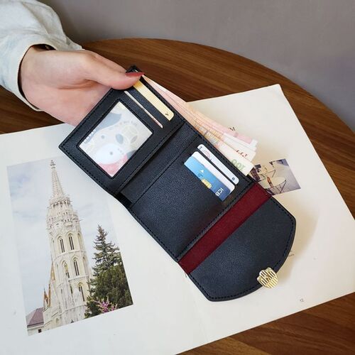 ins new stitching snake pattern wallet small wallet women's short European and American women's wallet fashion three-fold coin purse trend