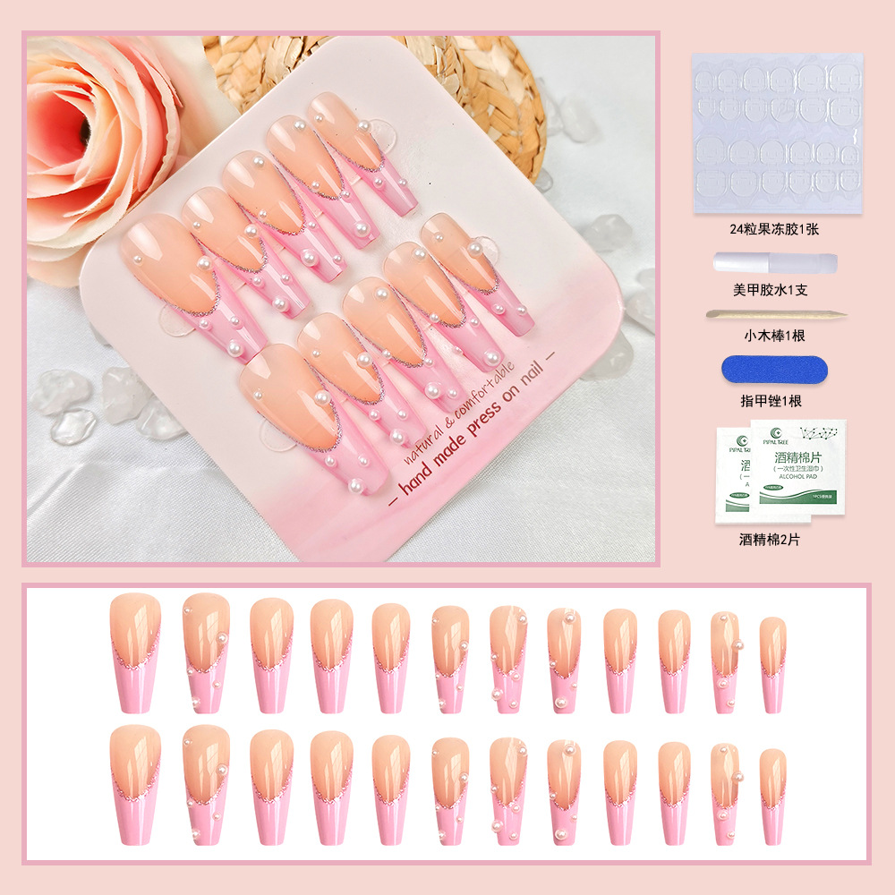 Puntas de uñas postizas de moda europeas y americanas, nuevas pegatinas de uñas postizas para comercio exterior, 24 piezas de uñas postizas hechas a mano.