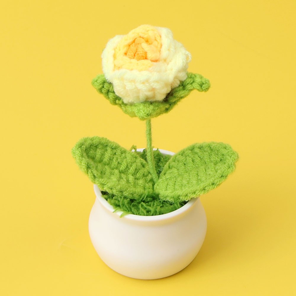 Amarillo degradado - maceta de rosas de burbuja única (maceta blanca)
