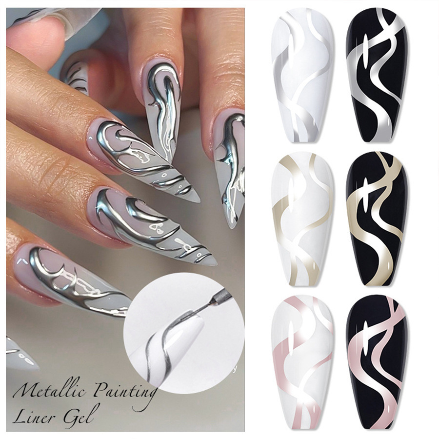 Pegamento de dibujo de uñas gancho borde pintado pegamento de metal de alta densidad fototerapia pegamento de dibujo de alambre para salón de uñas