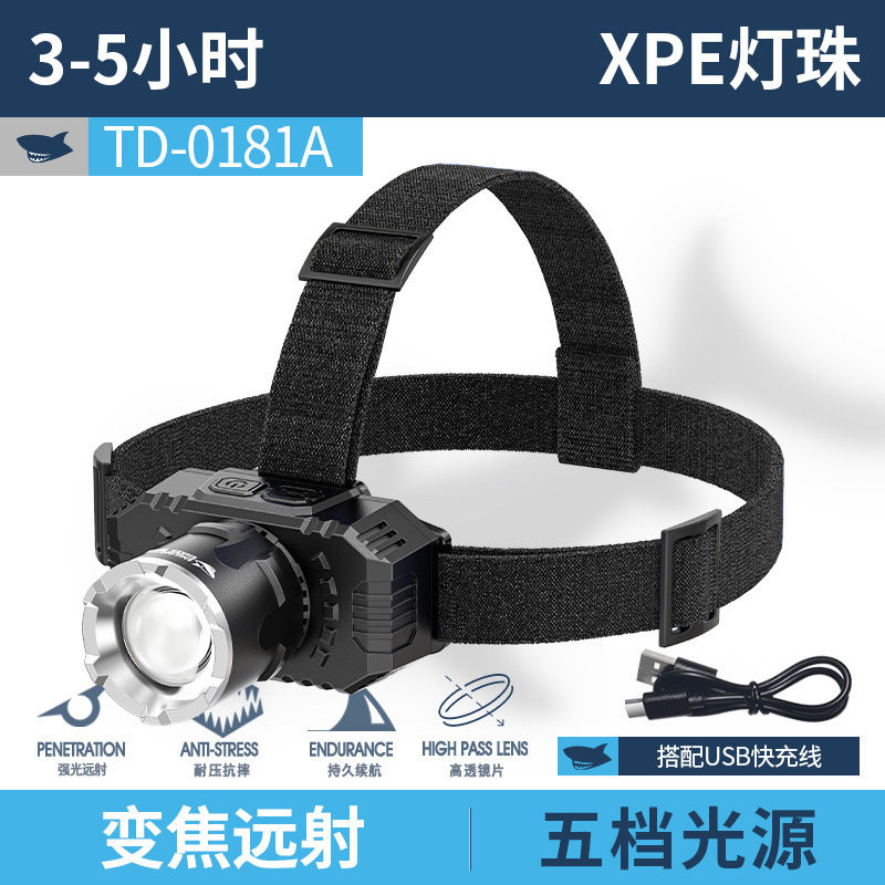 伸缩变焦强光头戴灯大泛光挥手感应头灯可配三色镜片头灯|undefined
