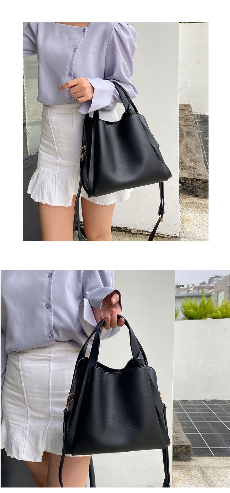 Women's Medium Pu Leather Solid Color Classic Style Magnetic Buckle Bucket Bag display picture 12