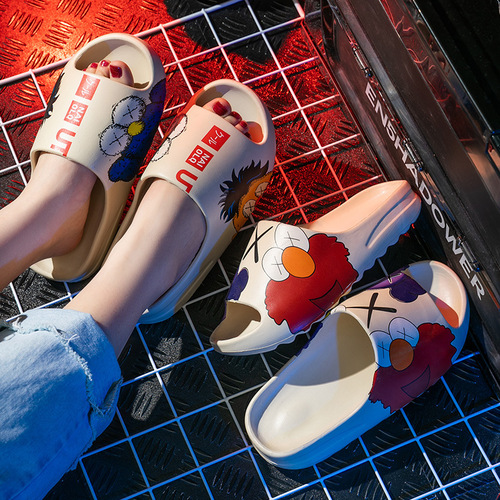 Internet celebrity printed EVA sandals, summer sandals, coconut slippers, thick-soled non-slip outerwear, couple beach sandals