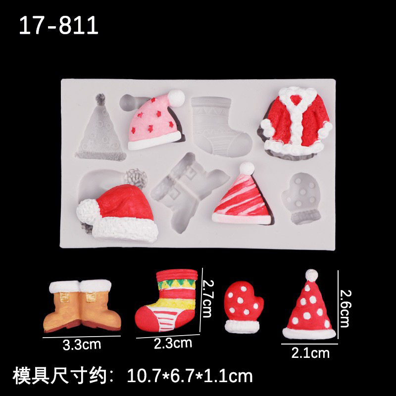 DIY epoxi Navidad árbol de Navidad galleta calcetines modelado molde de silicona fondant molde de decoración de chocolate hecho a mano