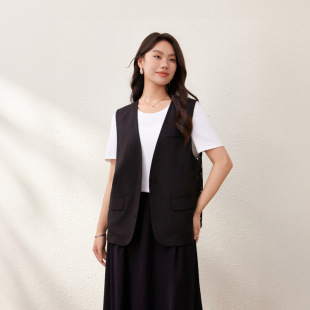 [Roman Holiday] Lyocell Linen Outerwear V-Neck Vest Slim Show Plus Size Women's Fat mm Summer Clothes New Style