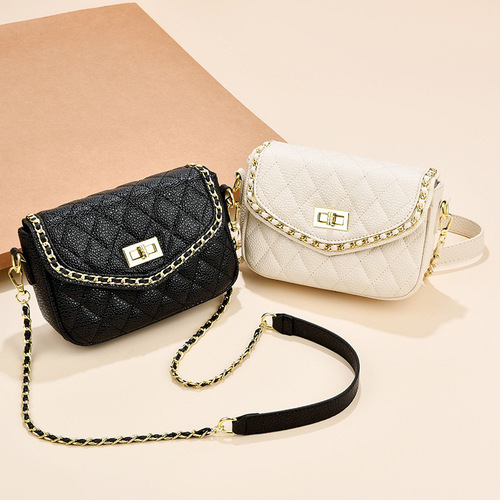 Manufacturer's small bag women's 2024 summer new small square bag fashion simple lock buckle single shoulder crossbody bag one piece drop shipping