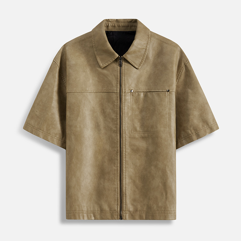 Unbranded Short Sleeve Jacket Faux Leather Brown