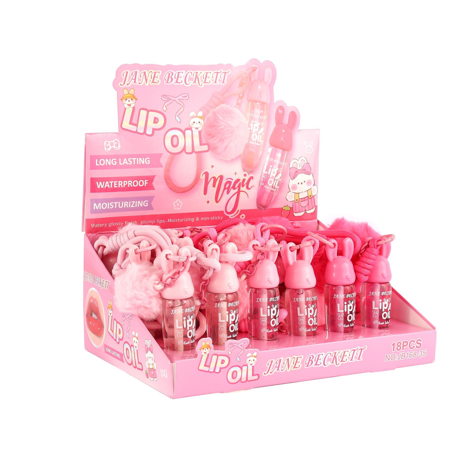 Gloss labial transparente de cristal de agua gelatina de labios humectante estudiantes baratos brillo pequeño conejo colgante esmalte labial