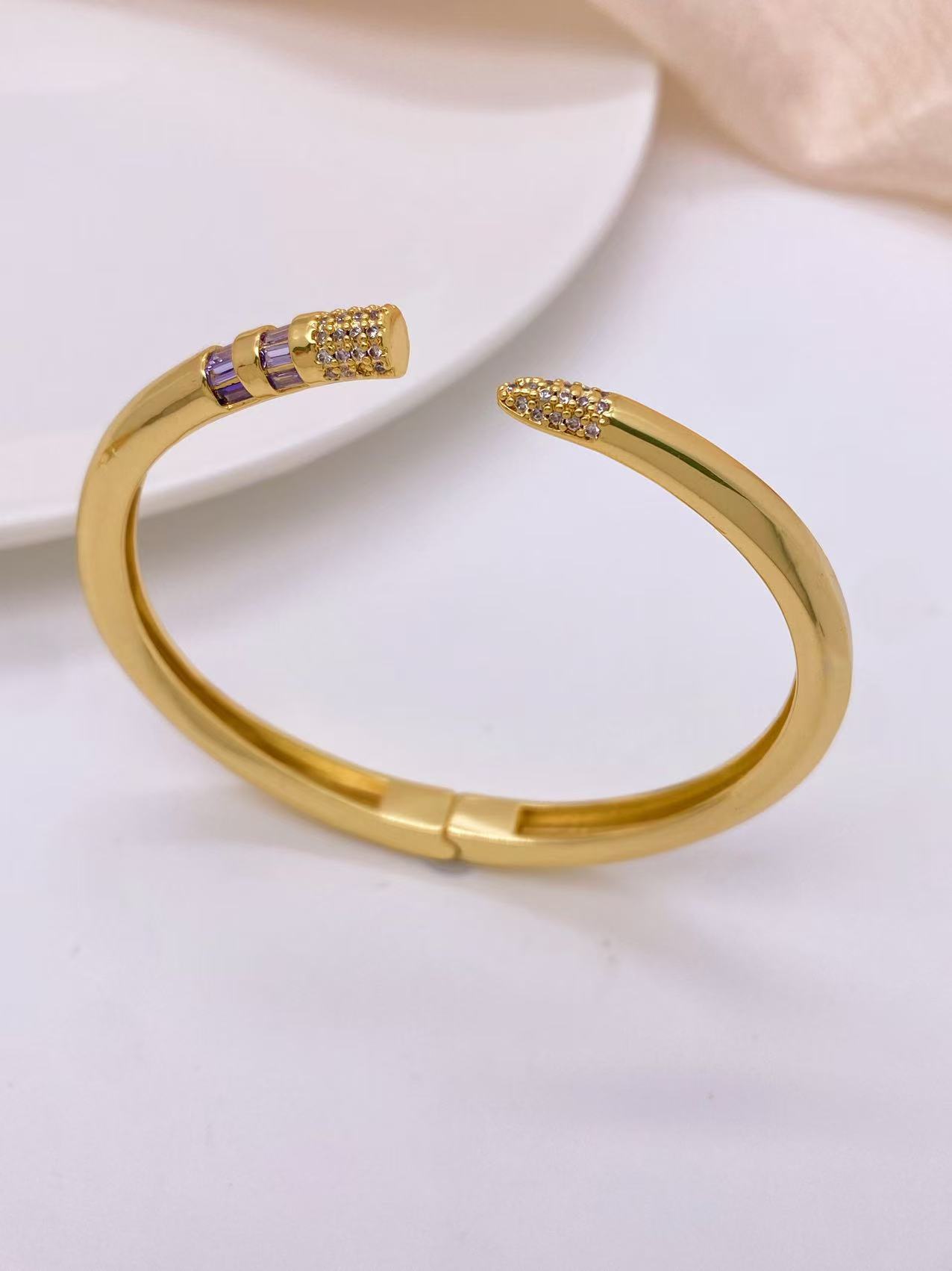 24g Weight 18K Gold Plated Plating Material Zircon Inlay Material Bangle Classification Copper Chain Material 1 Piece Quantity Casual, Daily Occasion Copper Material Multicolor Pattern All Seasons Season Women's Gender Plating, Inlay Design IG Style Style Wholesale Jewelry IG Style Multicolor Copper Zircon 18K Gold Plated Plating Inlay Bangle 11