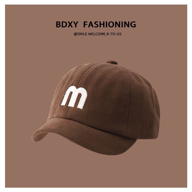 Embroidered short eaves M - coffee color