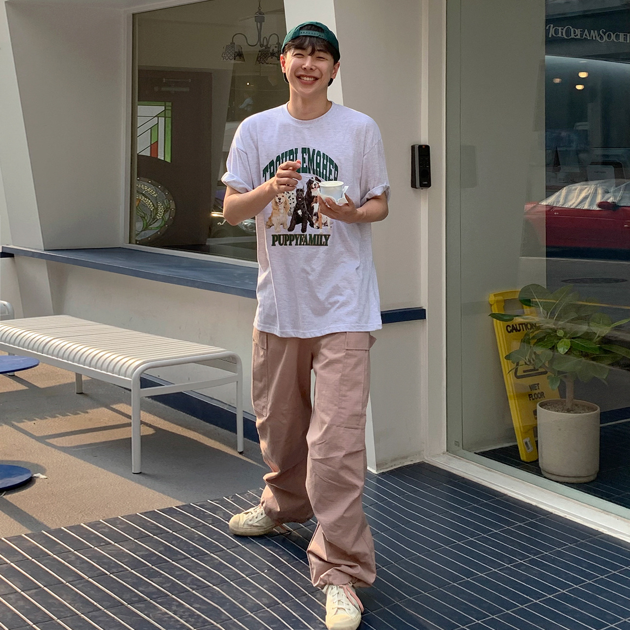 MYQ Stilvolle Arbeitskleidung, gerade, lässig, für Herren, Sommer, locker, weites Bein, lange Hose im koreanischen Pendlerstil, bodenlang_voghion.com