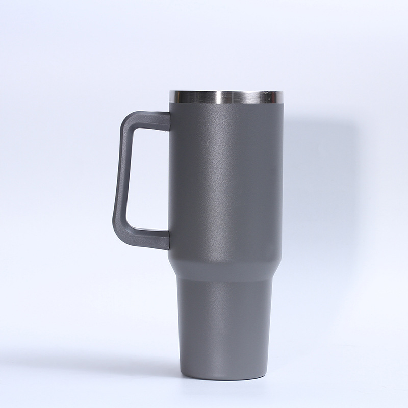 Suministro directo transfronterizo 40oz mango helado taza portátil coche de acero inoxidable taza de pulverización de plástico de doble capa de vacío termo taza