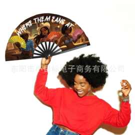 跨境新品牛仔舞扇克拉克舞扇大型节日折扇西部手扇排舞扇牛仔扇子