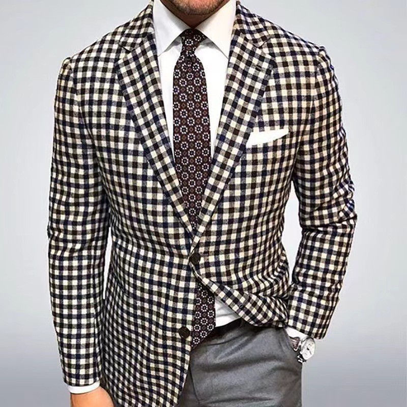 Nuevo comercio exterior transfronterizo primavera y otoño impresión digital reticular hombre traje casual traje casual chaqueta