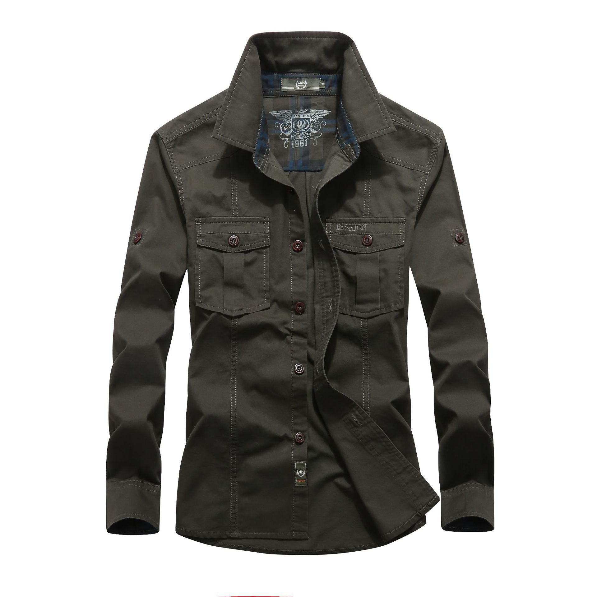 Camisa de manga larga para hombres al por mayor transfronteriza para hombres nueva fábrica de ropa para hombres directa para hombres camisa militar de talla grande casual para hombres