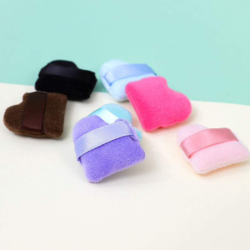 Personalizada inclinada polvo de dedo flocado suave polvo de polvo de polvo de maquillaje suave no comer polvo esponja cojín de pulgar