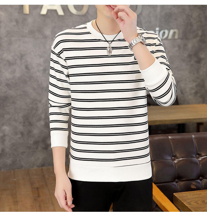 Men's Long Sleeve Round Neck Sweatshirt Printed Linen Blend Pullover_voghion.com
