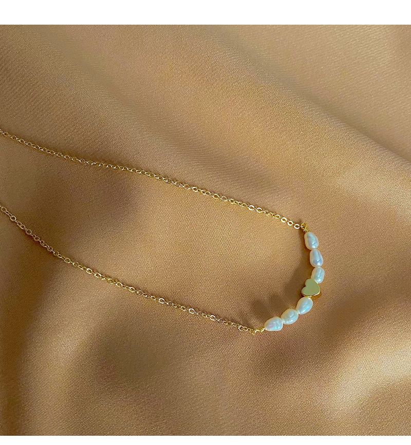 Heart Shape Pattern Women's Gender Simple Style Heart Shape Freshwater Pearl Copper Necklace In Bulk