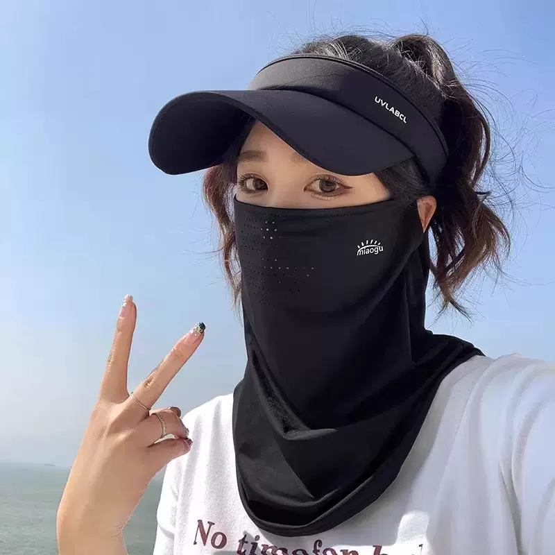 冰丝防晒面罩男女款全脸防紫外线骑行护颈遮脖子口罩面纱遮阳脸罩