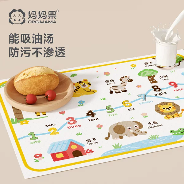Mom Fruit Disposable Portable Baby Table Mat Children's Waterproof and Oil-Proof Home Outdoor Cartoon Table Cloth Placemat