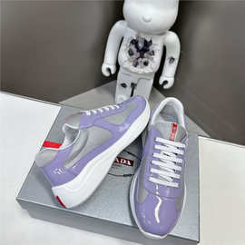 p家25潮牌漆皮运动板鞋系带男士休闲牛皮亮皮漆皮男鞋情侣鞋女鞋