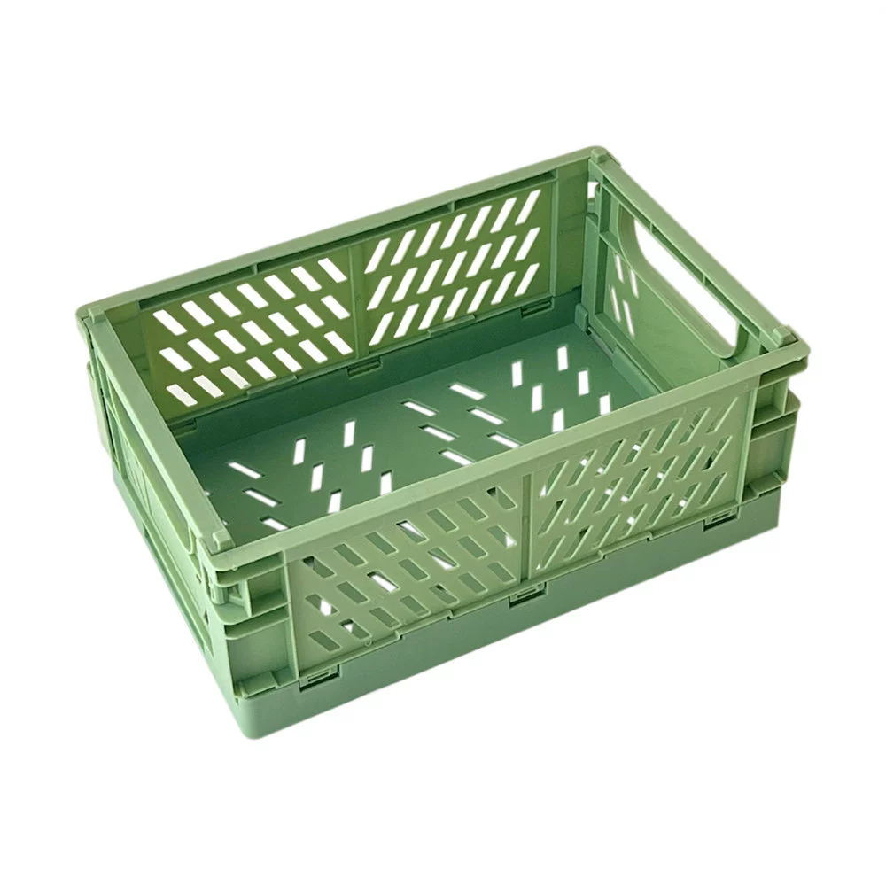 Foldable plastic storage box, table organizer 25.4×16.6×2.1 cm, lightweight multipurpose